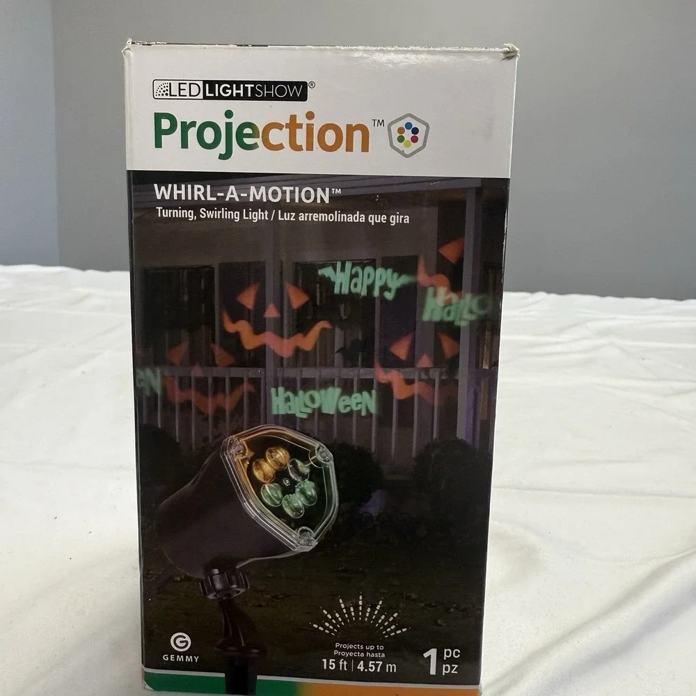 GEMMY‎ Halloween LED Lightshow Projection 2016 Green Orange Ghost Whirl A Motion